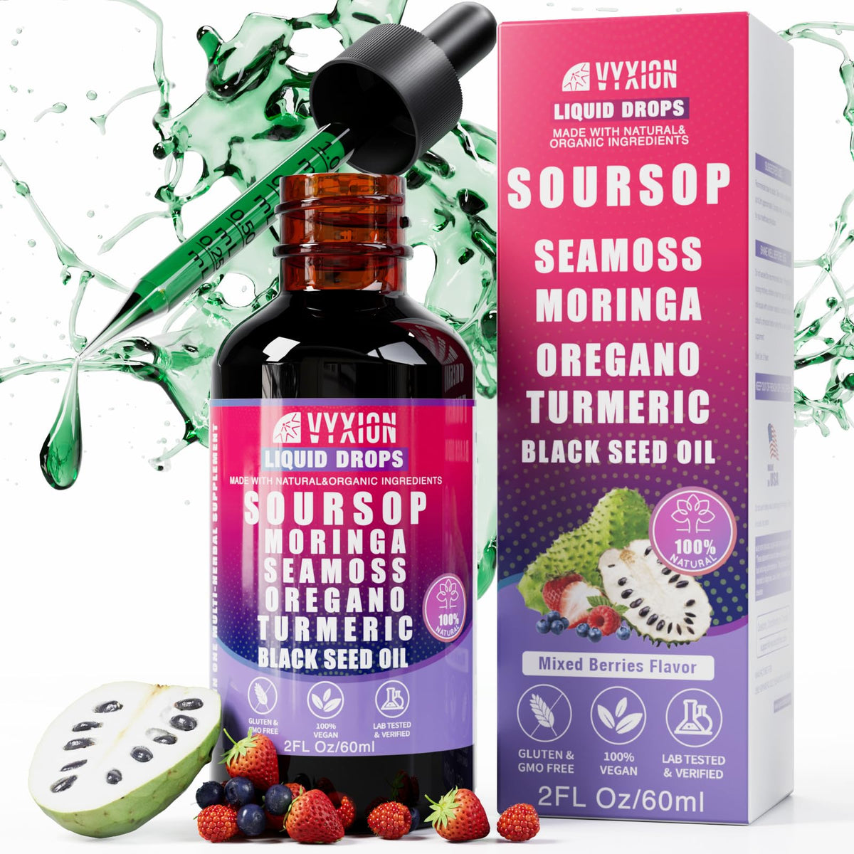 Vyxion Soursop Bitters 10 en 1 flacon de 60 ml vue de face