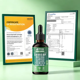 Vyxion Soursop Bitters Liquide 10 en 1 avec un fond naturel