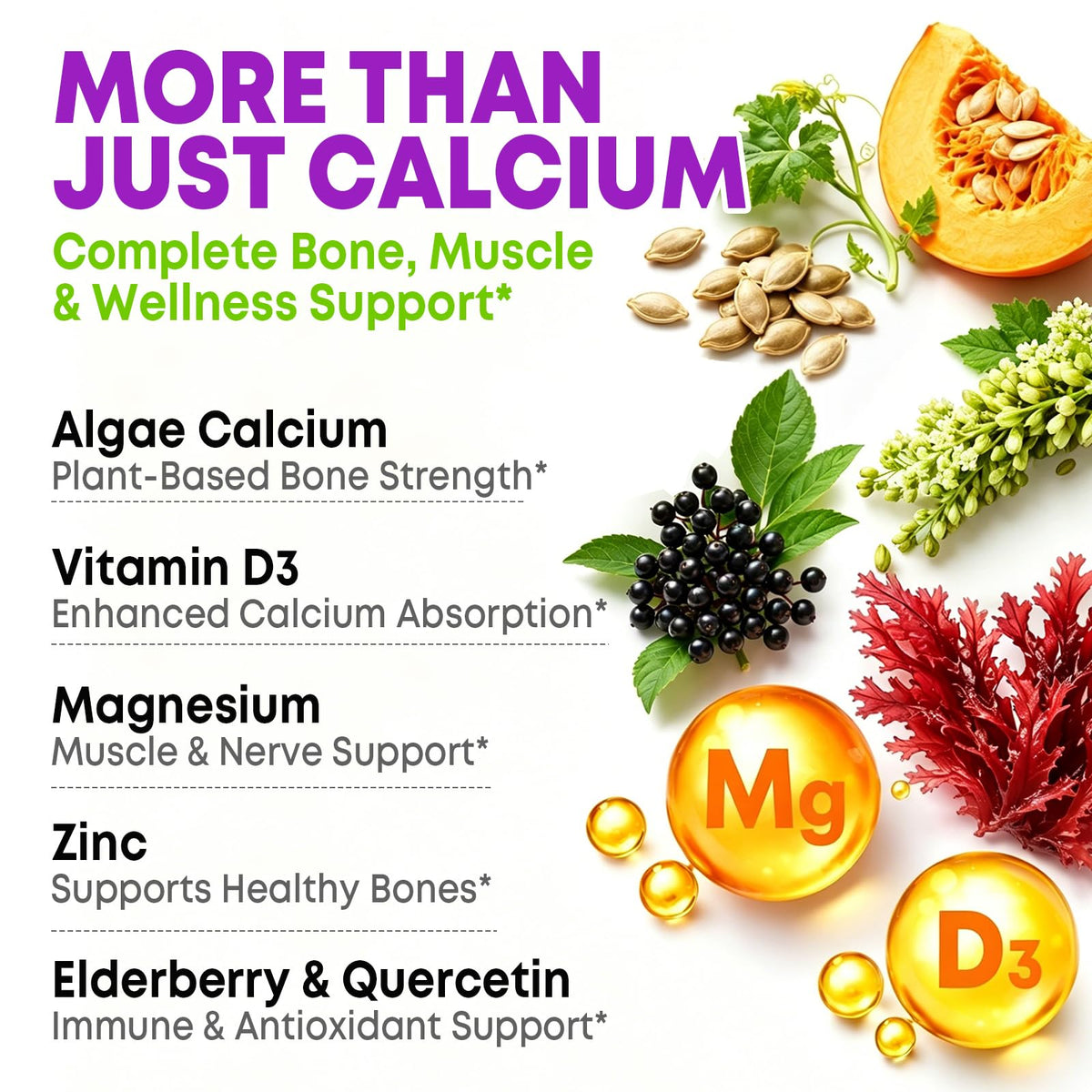 VZOXAINS Gummies Calcium Magnésium Zinc 600mg arrière de la boîte
