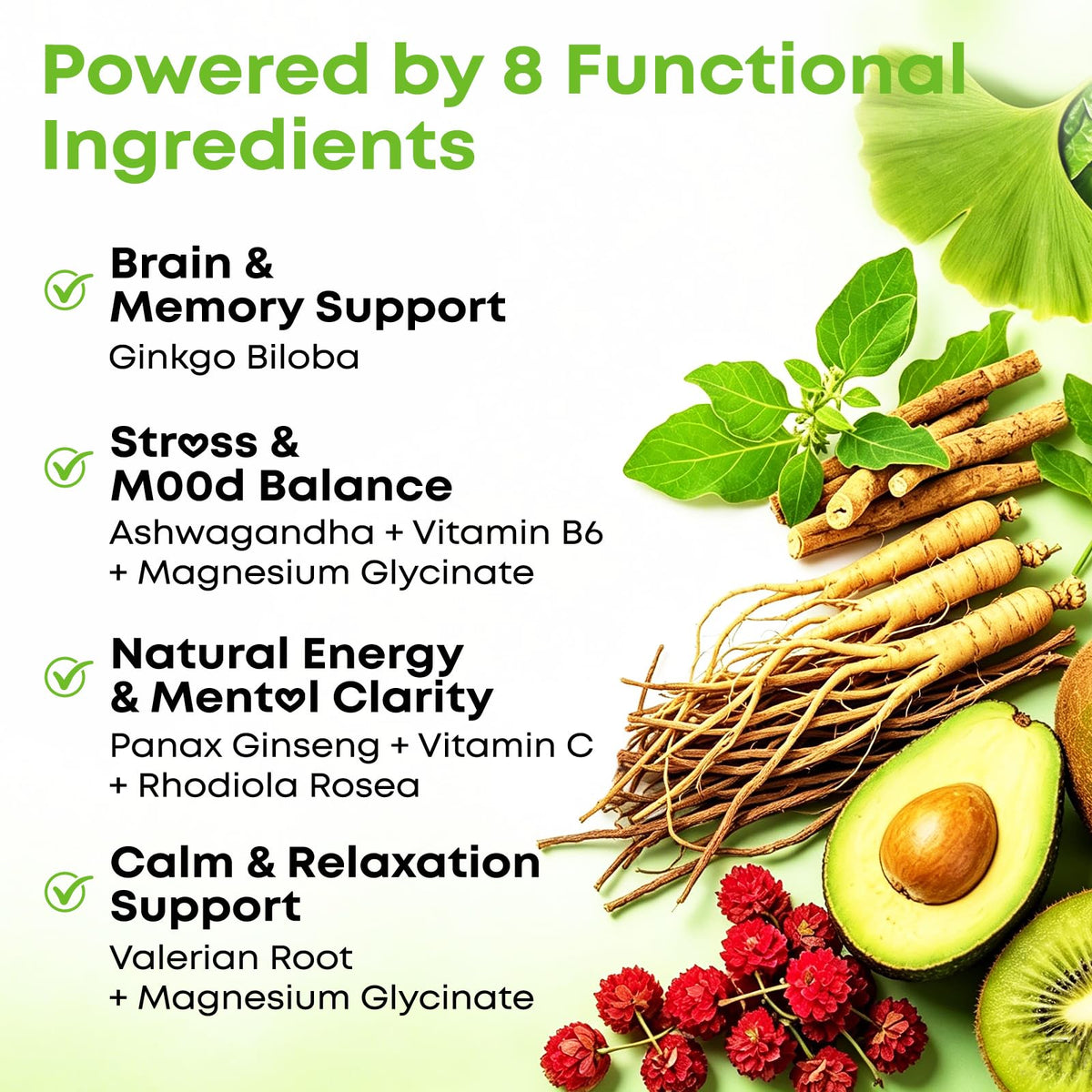 VZOXAINS Gummies Ginkgo Biloba 240mg à l'intérieur d'une main