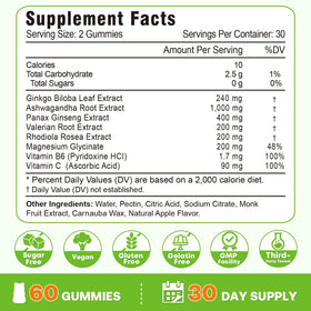 VZOXAINS Gummies Ginkgo Biloba 240mg avec un verre d'eau à côté