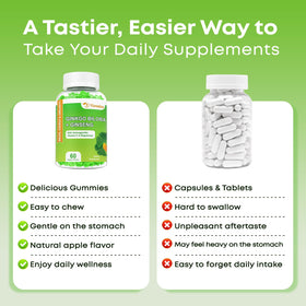 VZOXAINS Gummies Ginkgo Biloba 240mg sur une table en bois