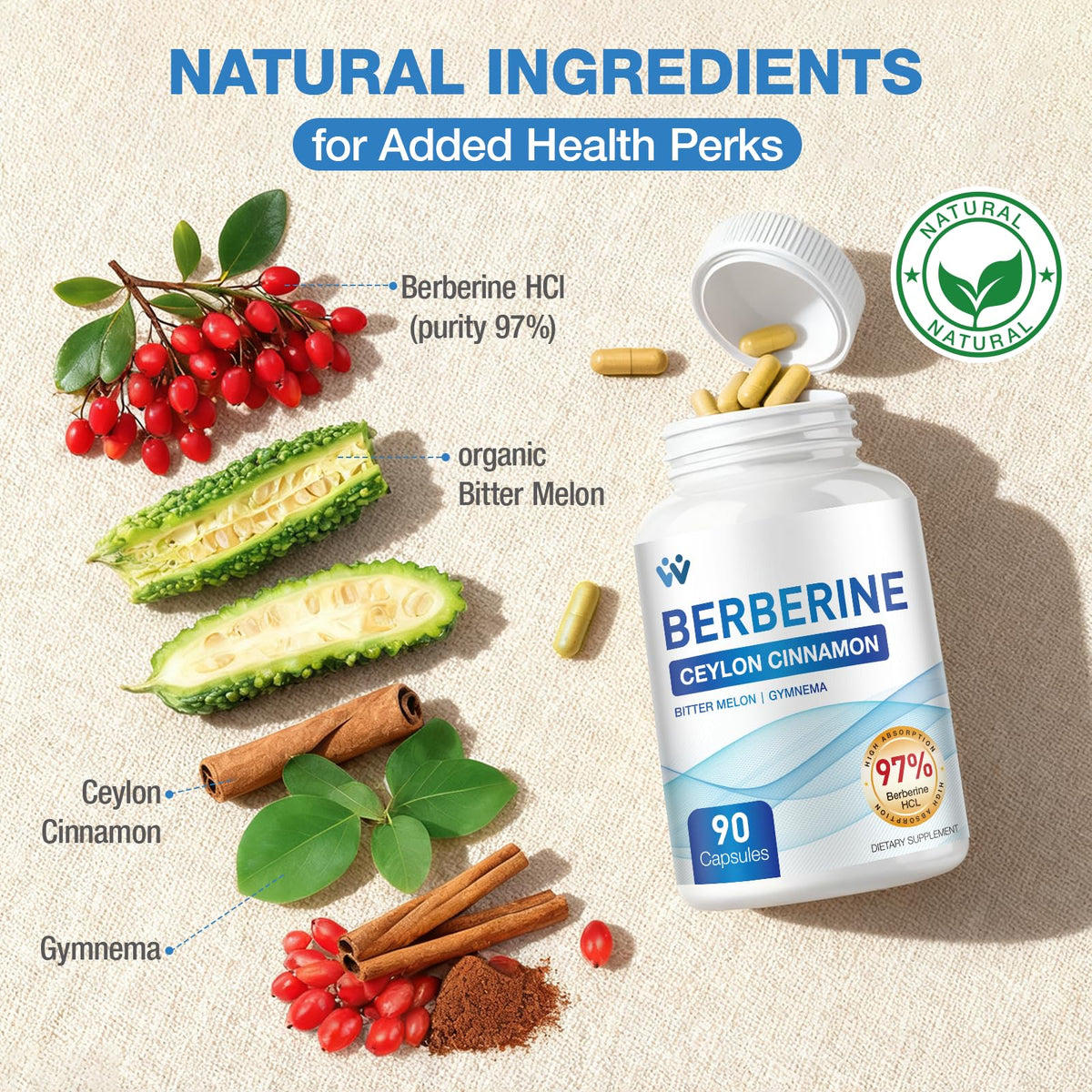WACHRAY Berbérine 1500mg - vue de côté du flacon