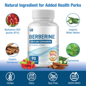 WACHRAY Complément Alimentaire Berbérine 1500mg avec Cannelle de Ceylan - Vue du dessous de la boîte