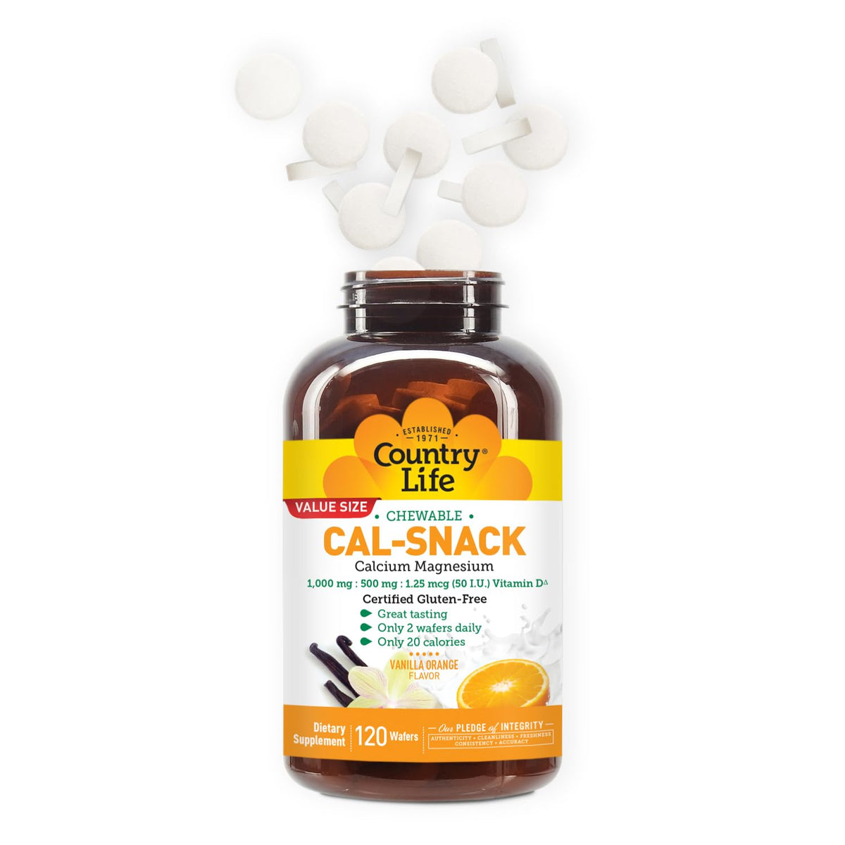 Wafers Cal-Snack Country Life sur une table avec des fruits