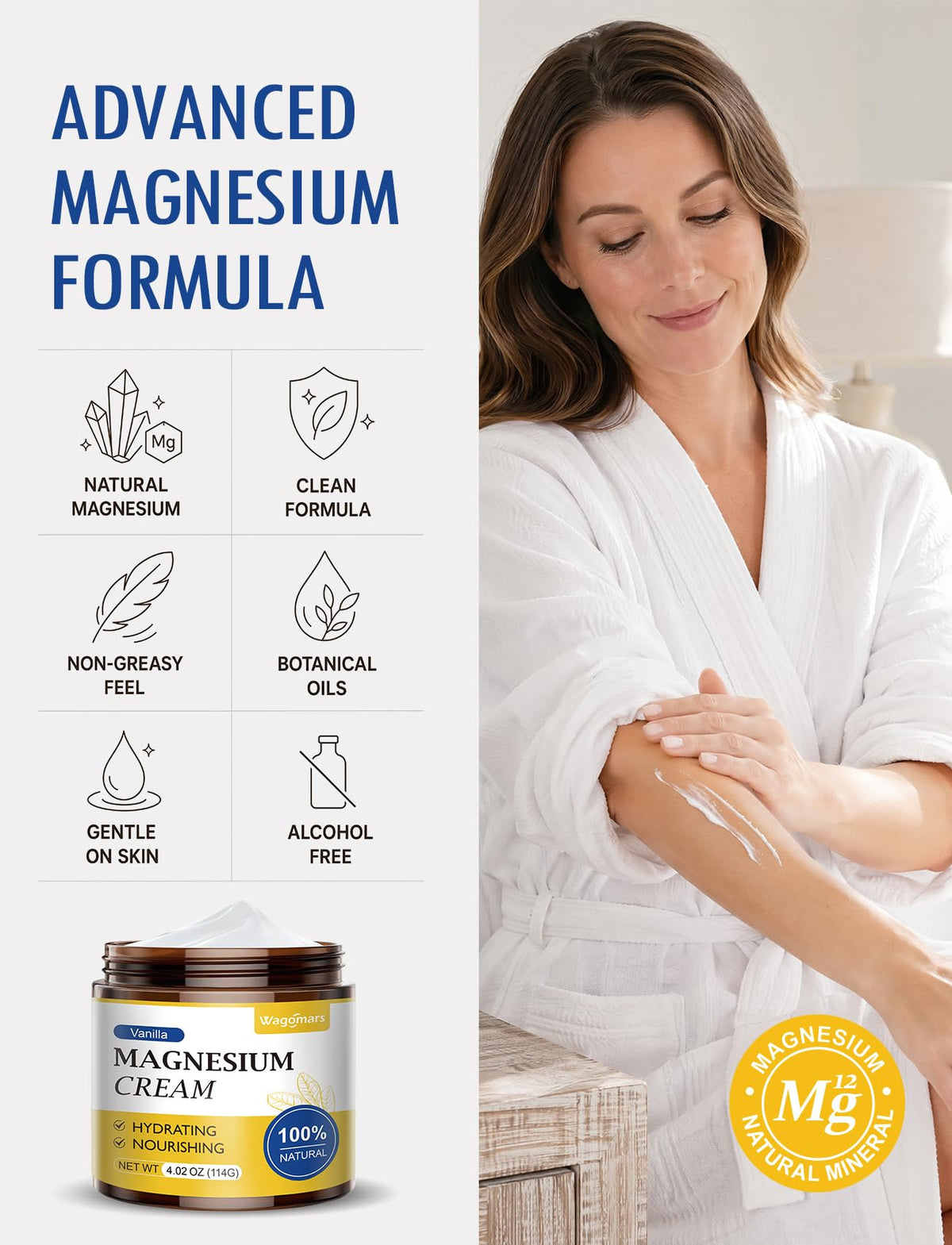 Wagomars Crème au Magnésium - ingrédients naturels