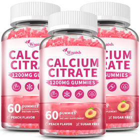 Wanish Gummies Calcium Citrate 1200 mg paquet avant avec saveur pêche