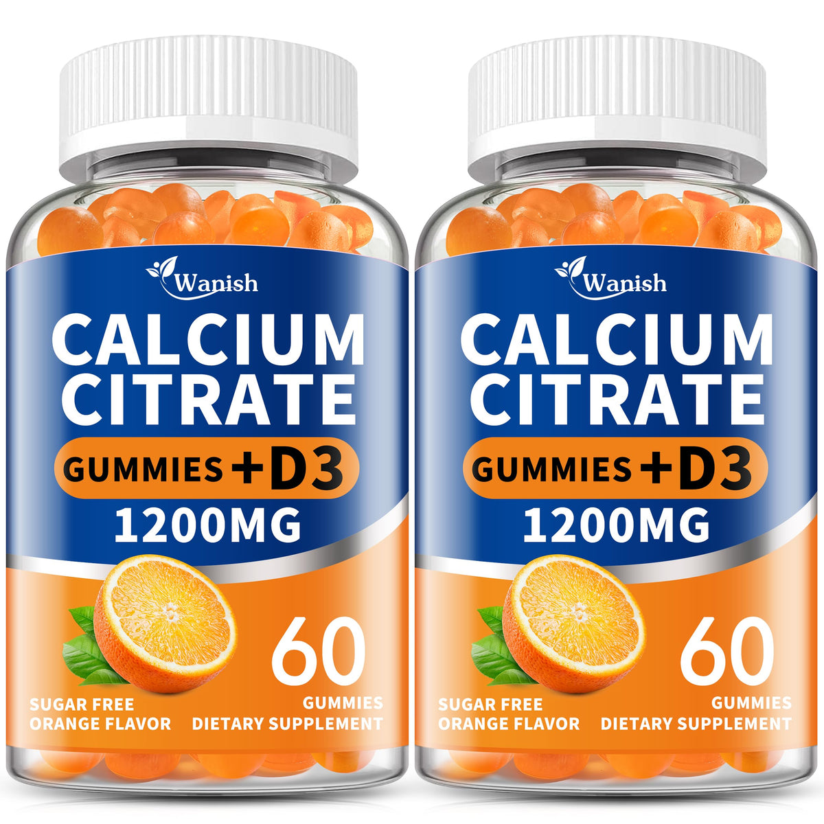 Wanish Gummies de Citrate de Calcium 1200mg avec Vitamine D3, vue de face