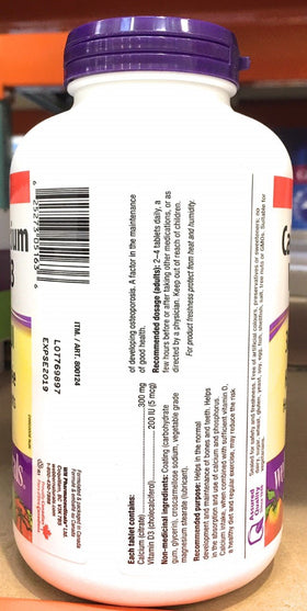 Webber Naturals Calcium Citrate 300mg comprimés en gros plan