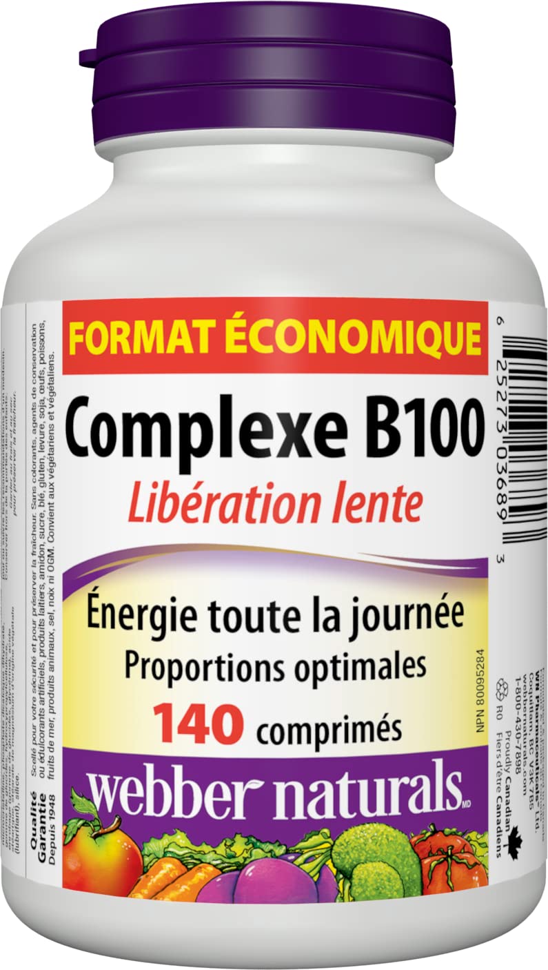 Webber Naturals Complexe de Vitamines B100 comprimés
