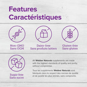 Webber Naturals CoQ10 200mg gélules molles sur une table en bois