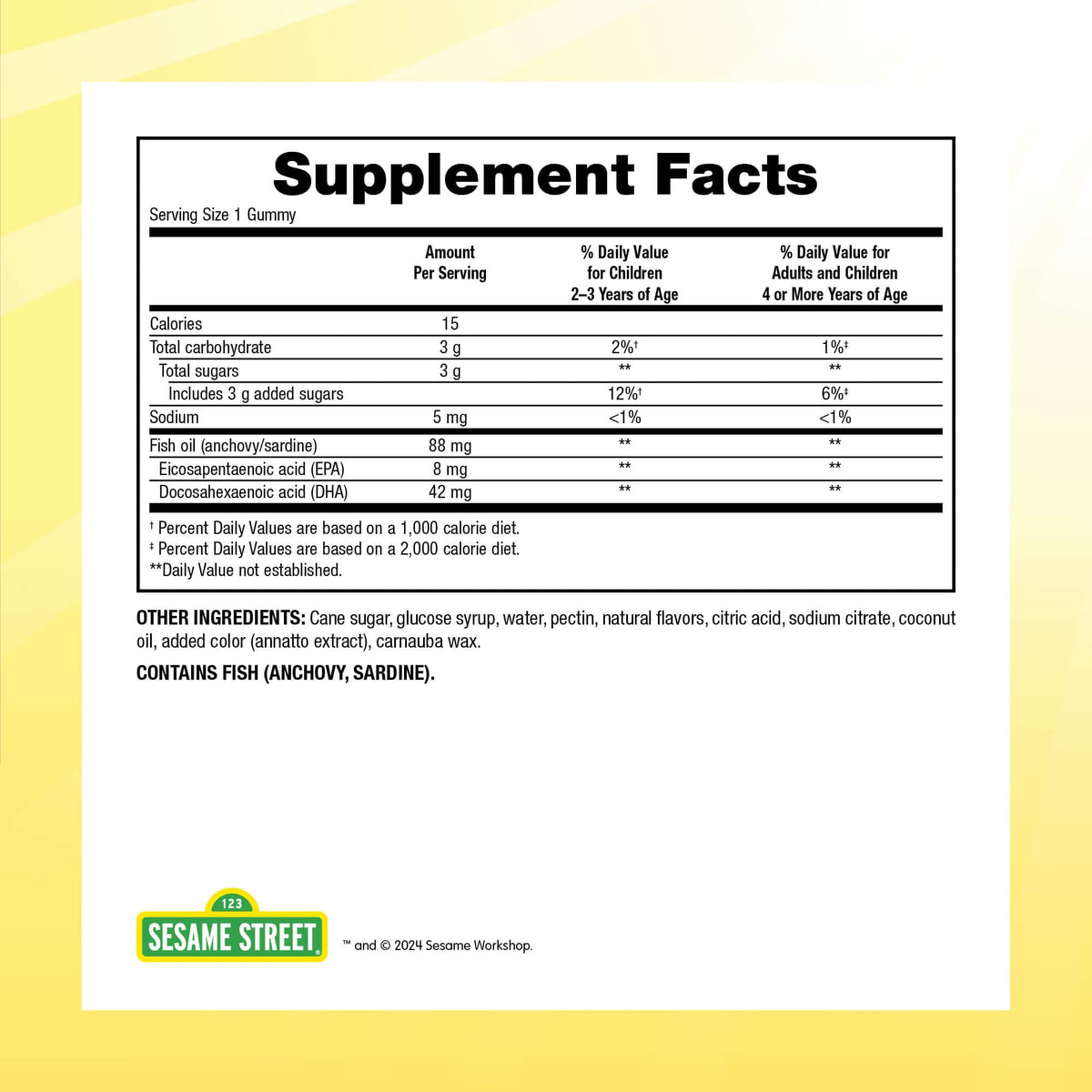 Webber Naturals Gélules Omega-3 Sesame Street contenu