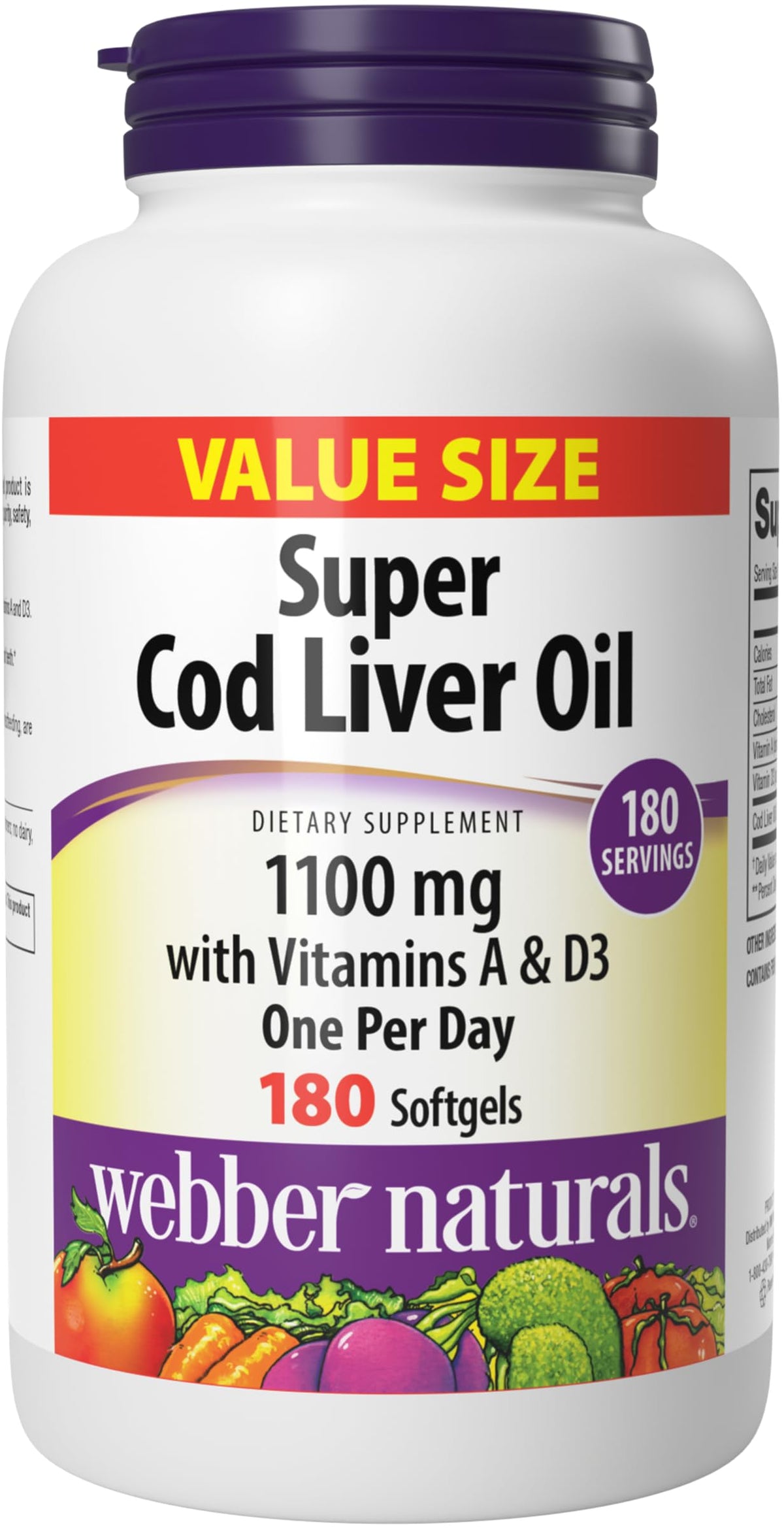 Webber Naturals Huile de Foie de Morue 1100 mg gélules avant