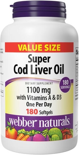 Webber Naturals Huile de Foie de Morue 1100 mg gélules avant