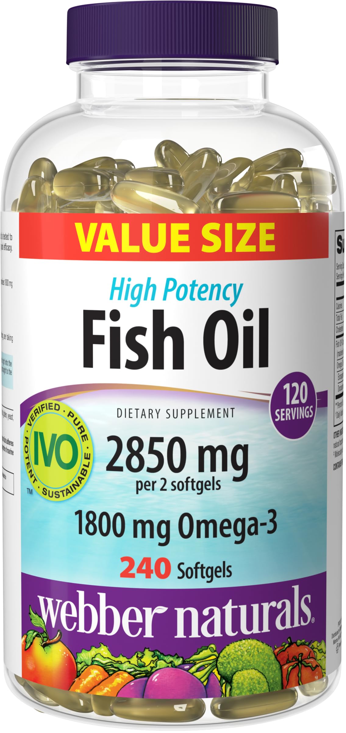 Webber Naturals Huile de Poisson Ultra Omega 3 2850 mg gélules transparentes