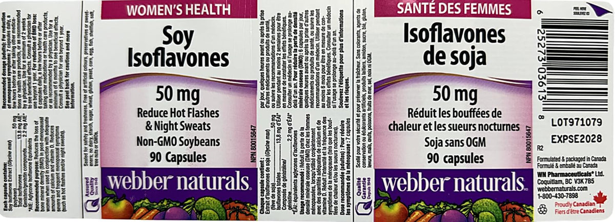 Webber Naturals Isoflavones de Soja 50mg capsules côté