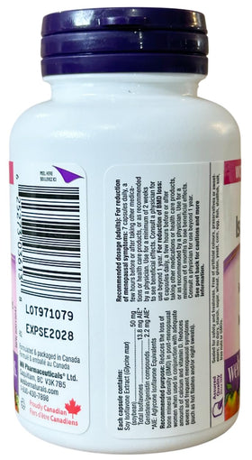 Webber Naturals Isoflavones de Soja 50mg capsules sur une table