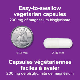 Webber Naturals Magnésium Bisglycinate 200 mg Capsules, flacon ouvert