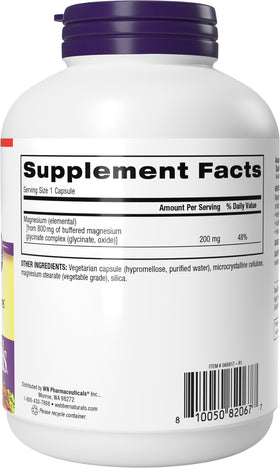 Webber Naturals Magnésium Glycinate 200 mg capsules dans la main