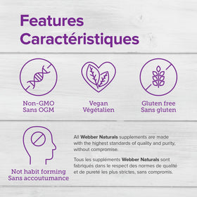 Webber Naturals Mélatonine 10 mg et Magnésium 150 mg 60 comprimés sur fond blanc