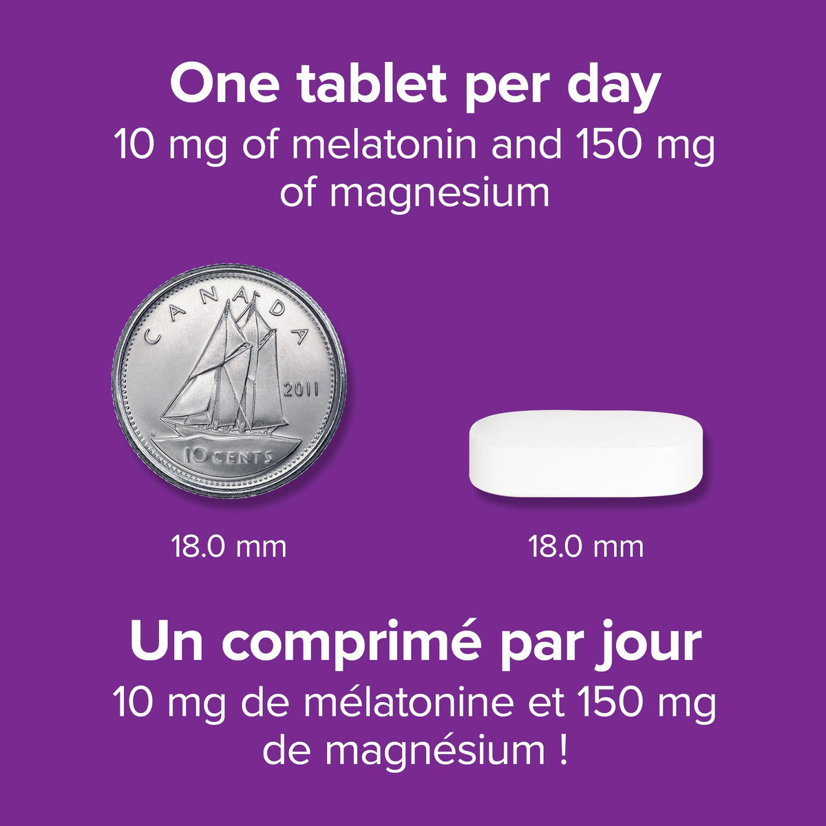 Webber Naturals Mélatonine 10 mg et Magnésium 150 mg comprimés avec un verre d'eau