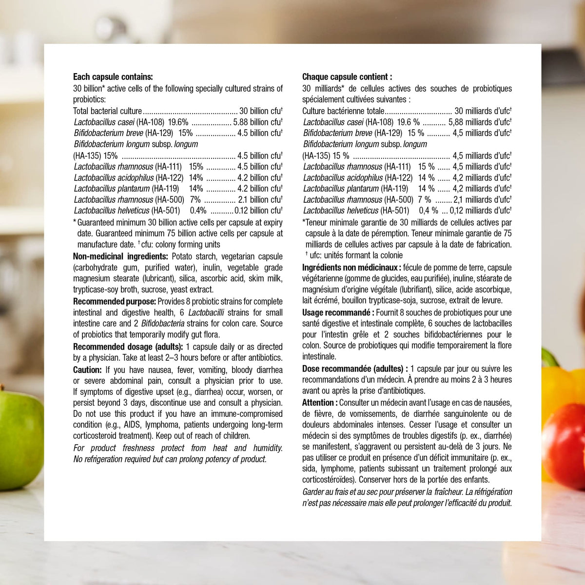 Webber Naturals Probiotiques 30 Milliards, capsules ouvertes