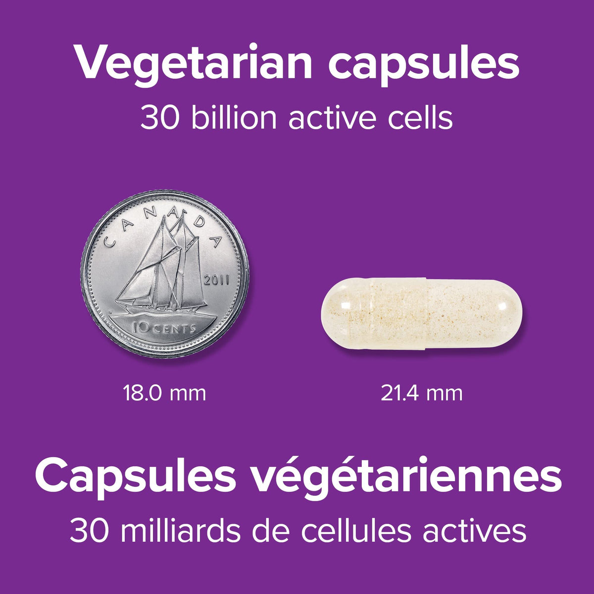 Webber Naturals Probiotiques 30 Milliards, vue de côté de l'emballage