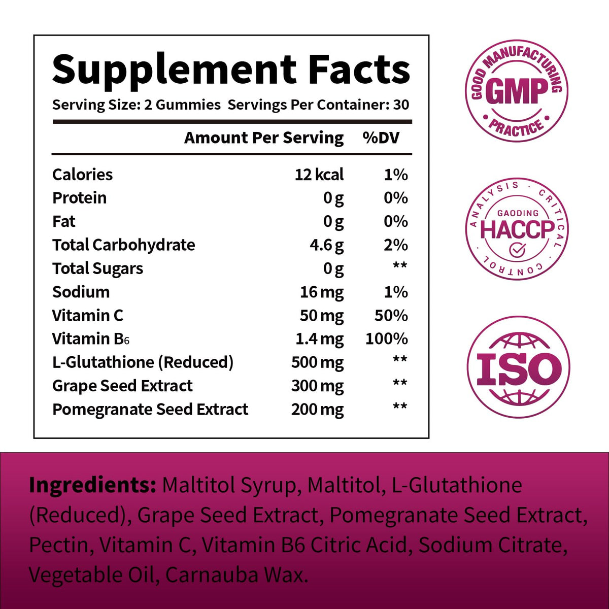 Webuff Gummies de Glutathione avec Collagène 500mg et ingrédients