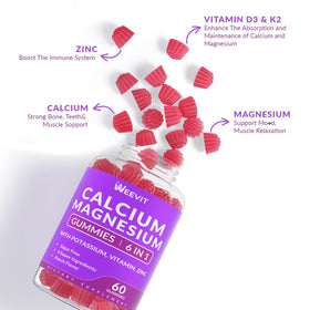 WEEVIT Gummies Calcium Magnésium Zinc 600 mg 300 mg - taille du produit