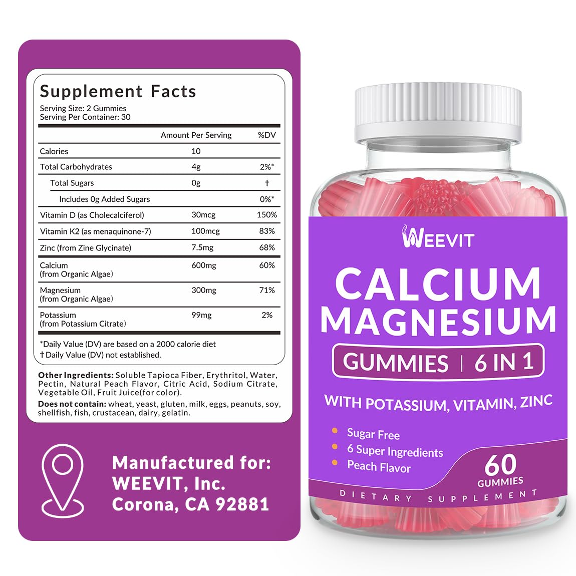 WEEVIT Gummies Calcium Magnésium Zinc 600 mg 300 mg - texture des gummies