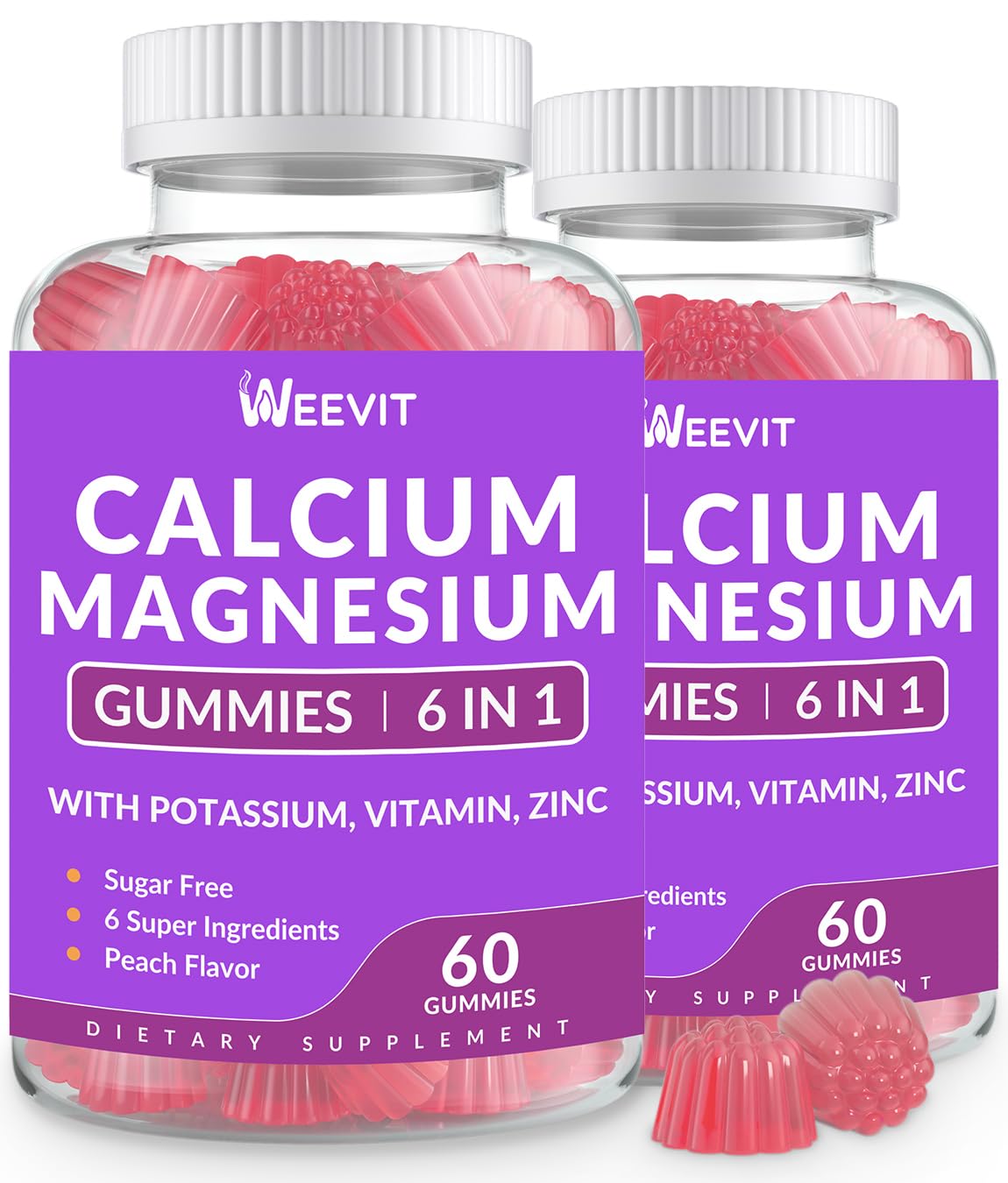 WEEVIT Gummies Calcium Magnésium Zinc 600 mg 300 mg - vue avant