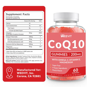 WEEVIT Gummies CoQ10 200mg avec Omega-3 et Magnésium