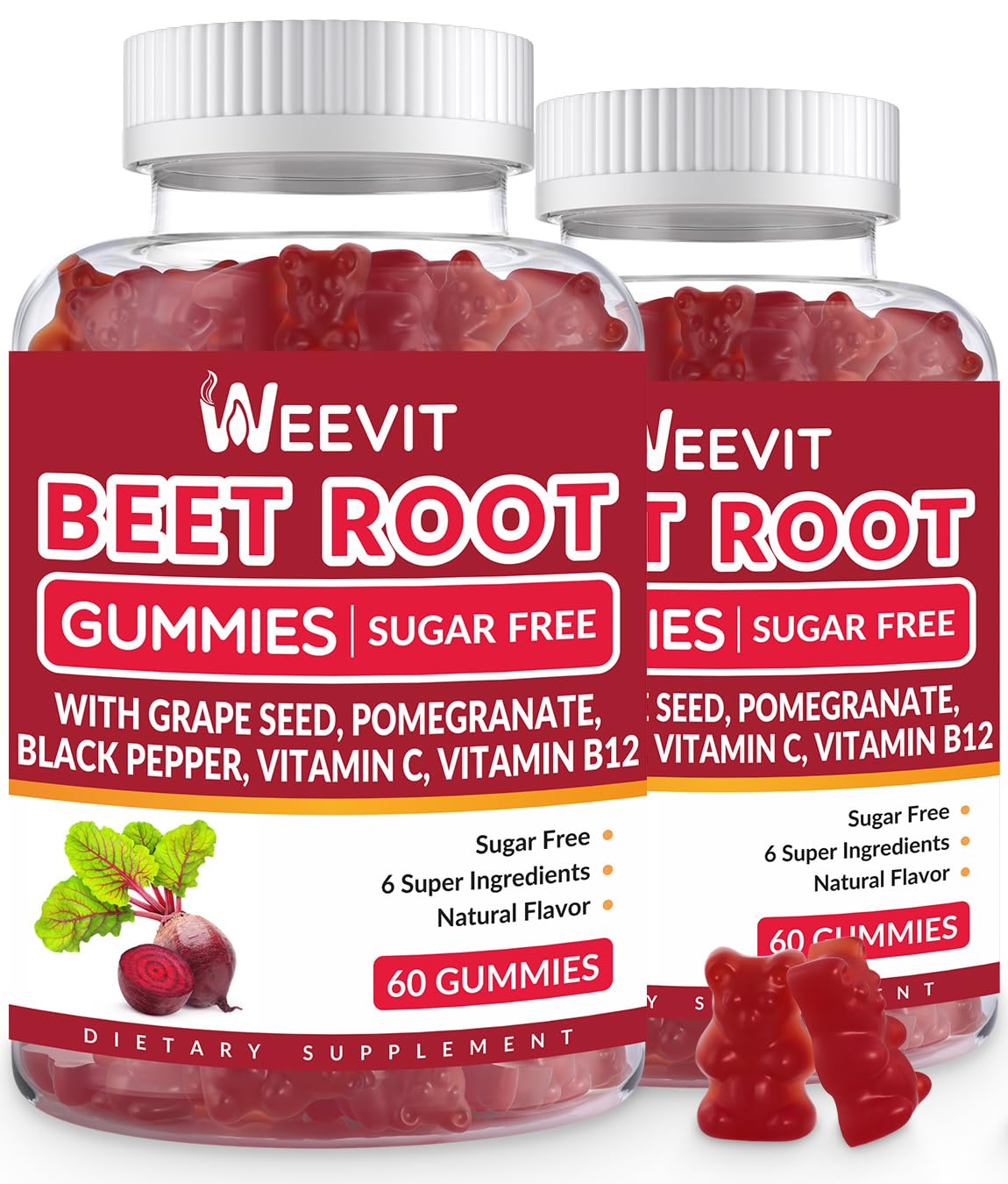 WEEVIT Gummies de Betterave en pot de 390g vue de face