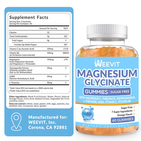 WEEVIT Gummies de Magnésium Glycinate sur une table avec d'autres compléments