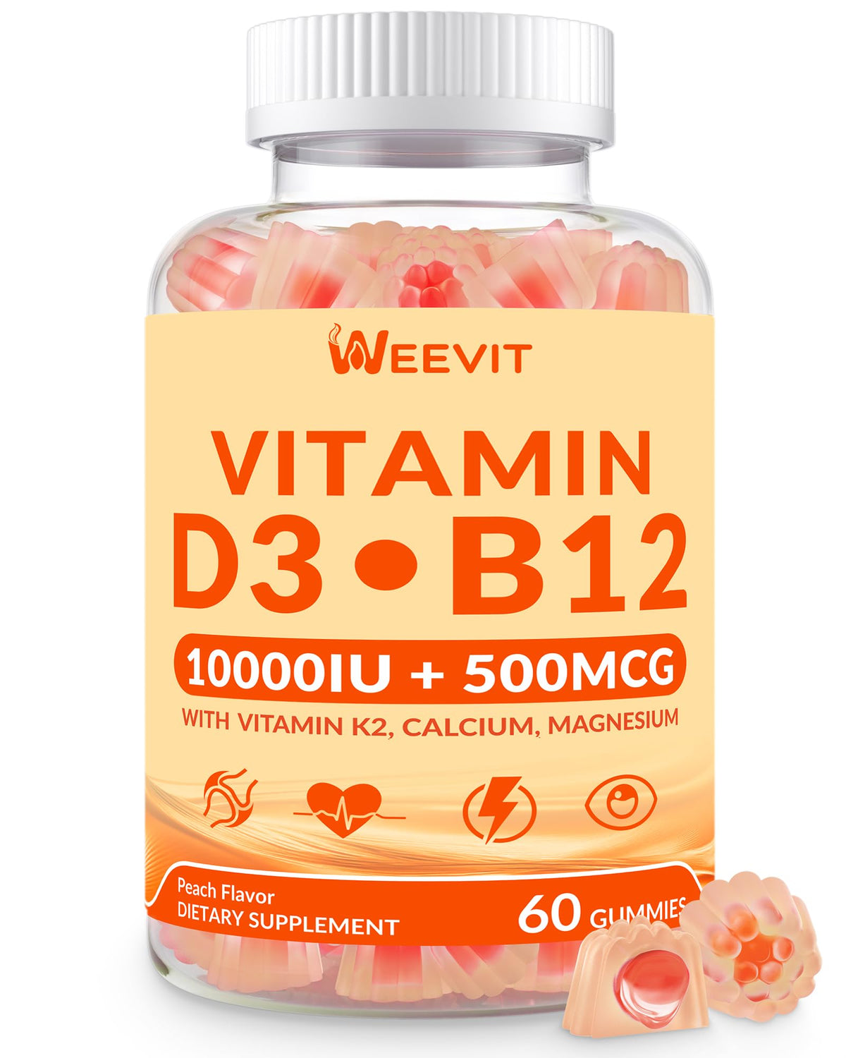 WEEVIT Gummies de Vitamine B12 et D3, boîte de 204g