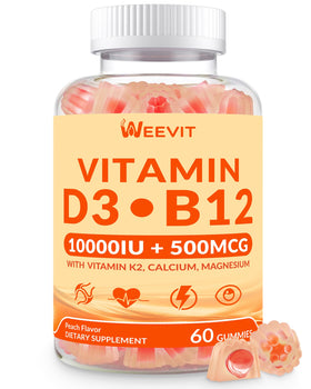 WEEVIT Gummies de Vitamine B12 et D3, boîte de 204g