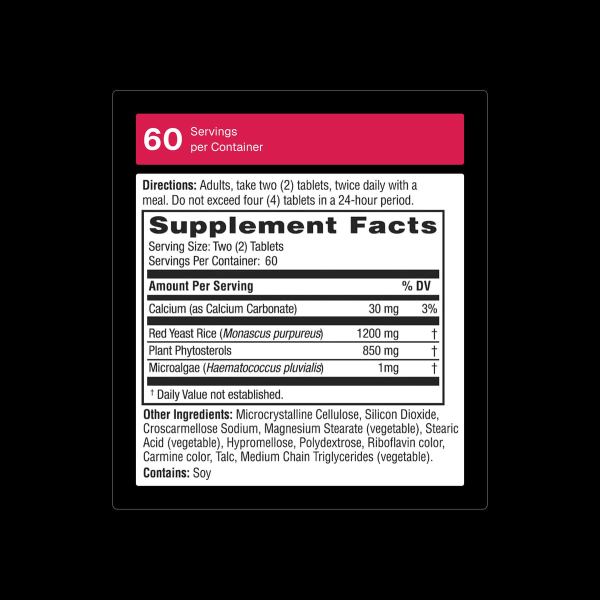 Weider Red Yeast Rice Plus 120 capsules vue arrière avec informations nutritionnelles