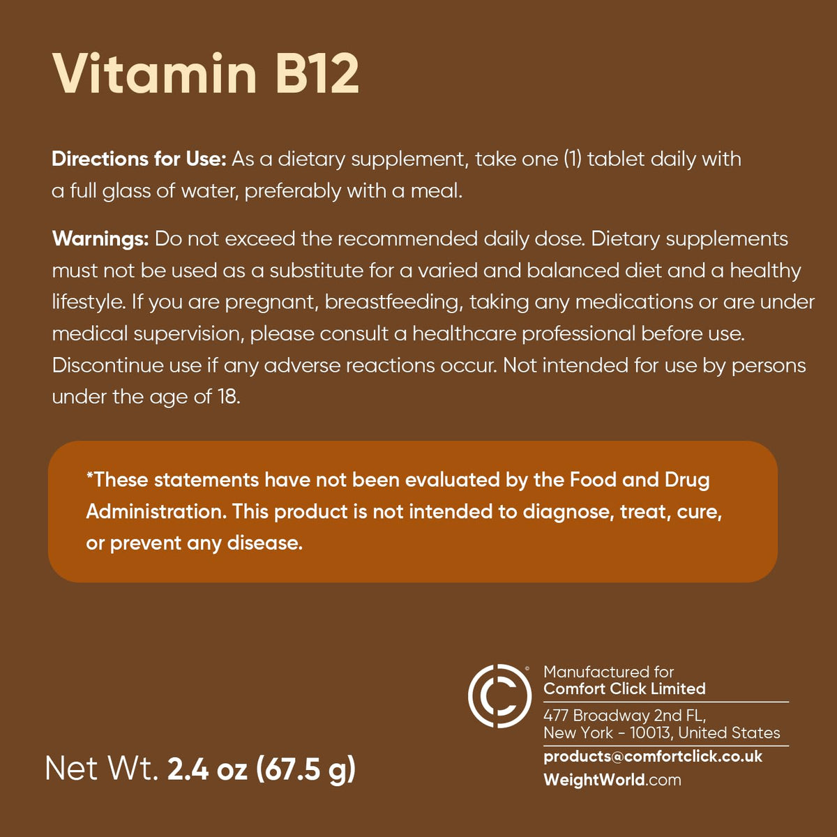 WeightWorld B12 Methylcobalamine 1000 mcg tablettes en main