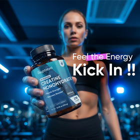 WeightWorld Créatine Monohydrate flacon ouvert avec comprimés visibles