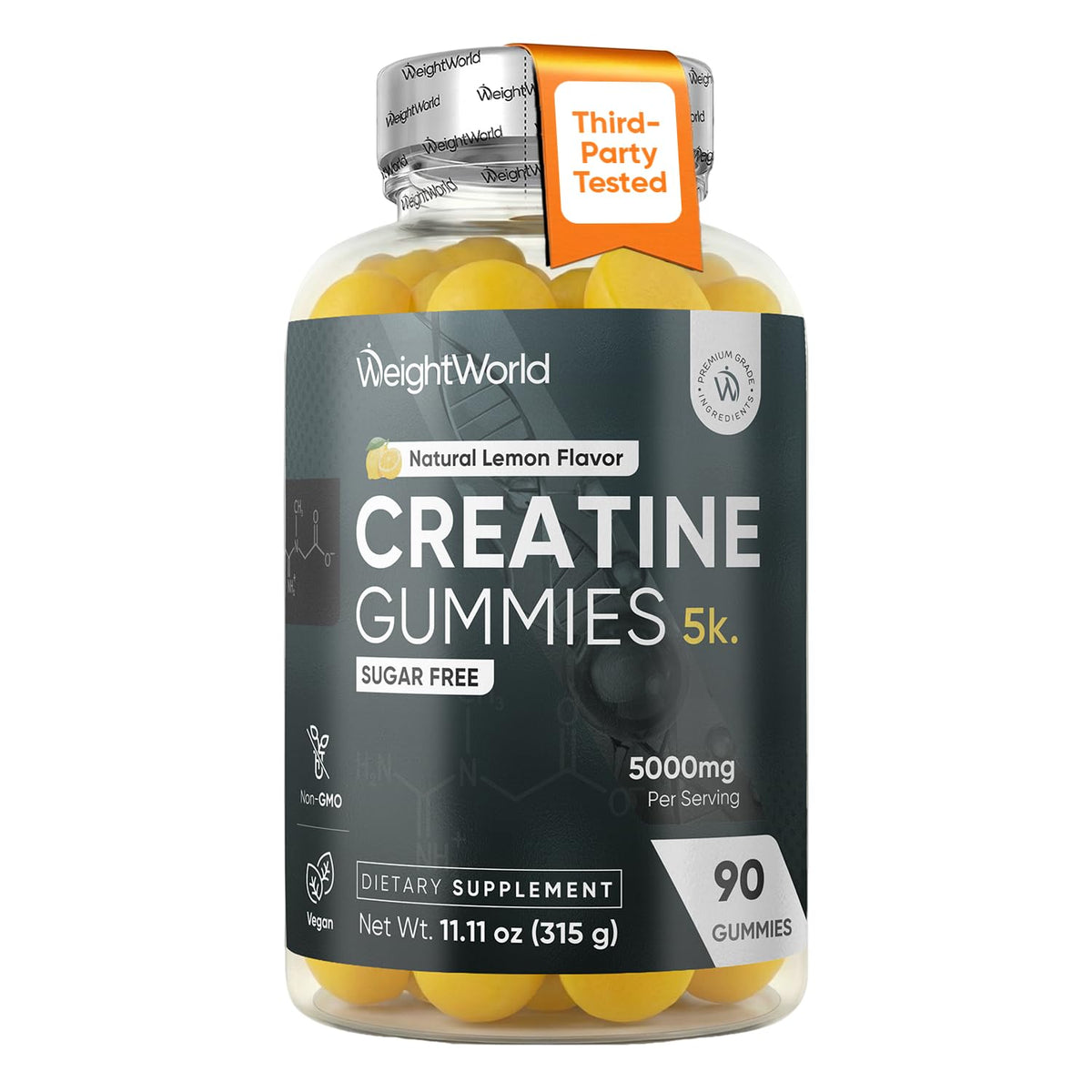WeightWorld Gummies de Créatine Monohydrate 5000mg, flacon de 90 gummies