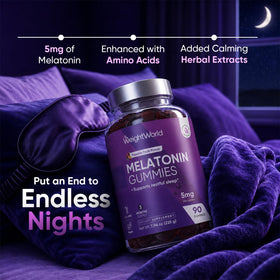 WeightWorld Gummies de Mélatonine bouteille ouverte avec gummies