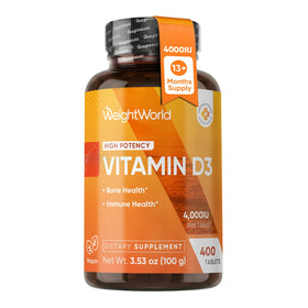 WeightWorld Vitamine D3 4000 IU 400 tablettes végétaliennes vue de face
