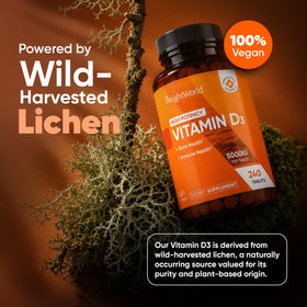 WeightWorld Vitamine D3 5000 IU, comprimés sur fond blanc