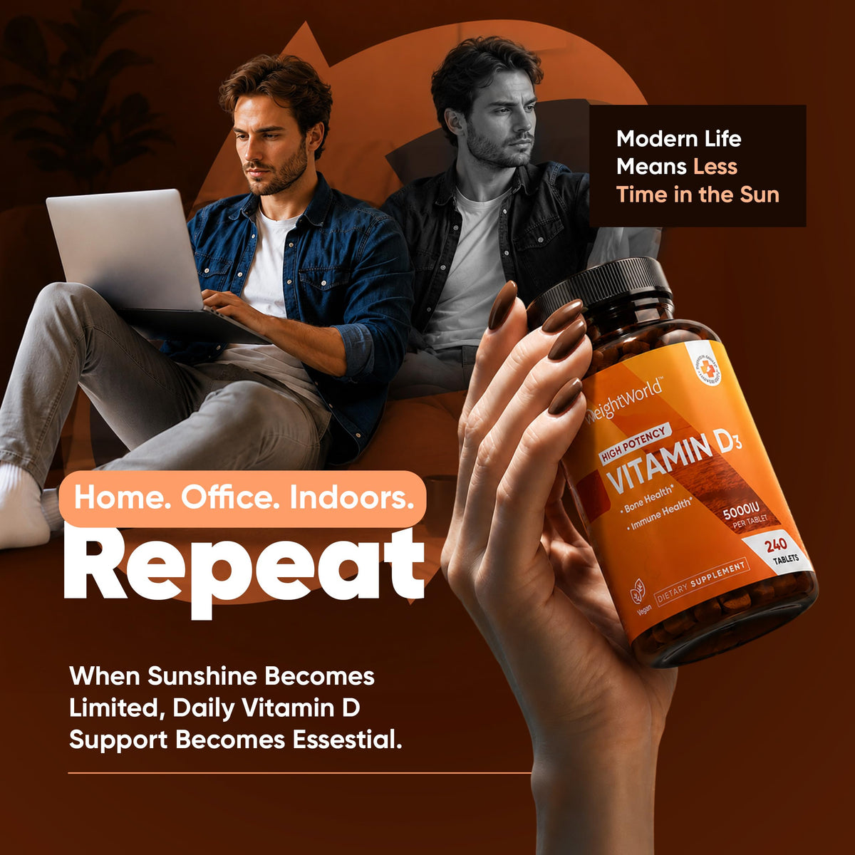 WeightWorld Vitamine D3 5000 IU, détails de l'étiquette