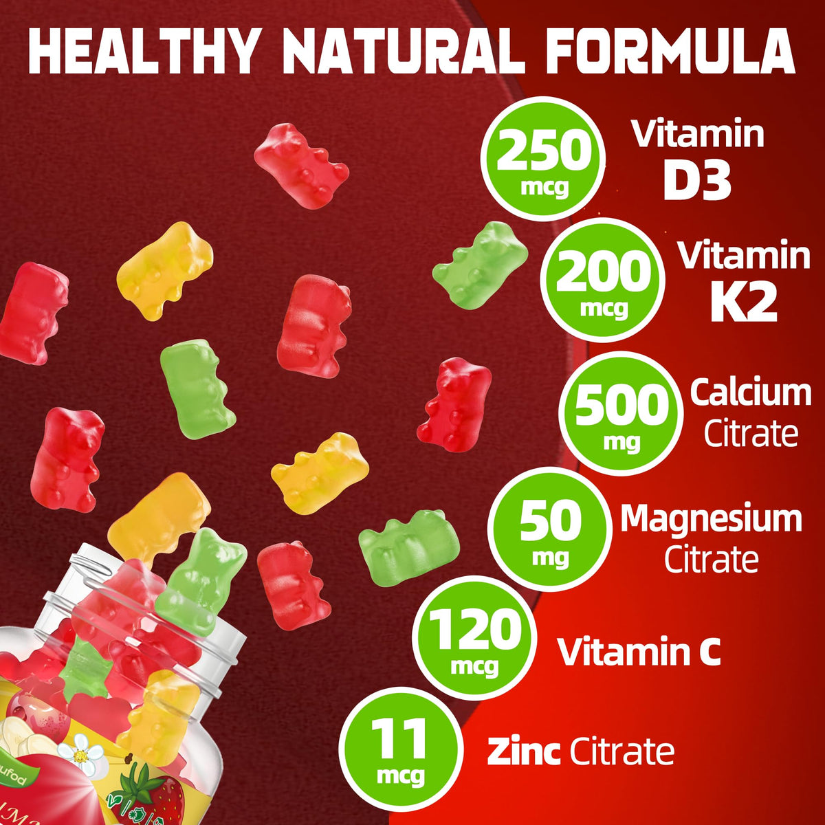 Wekannufod Gummies D3 K2 Vegan 60 Gummies côté
