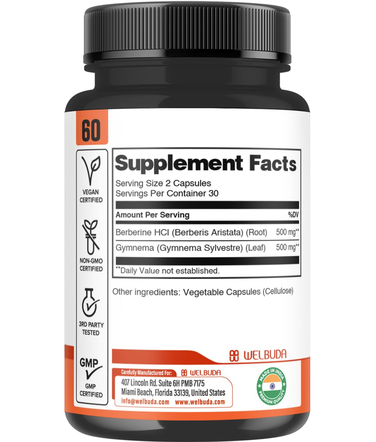 WELBUDA Complément Alimentaire Berbérine - prise quotidienne de capsules