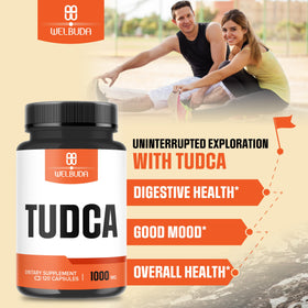 WELBUDA Tudca 1000mg capsules sur une table