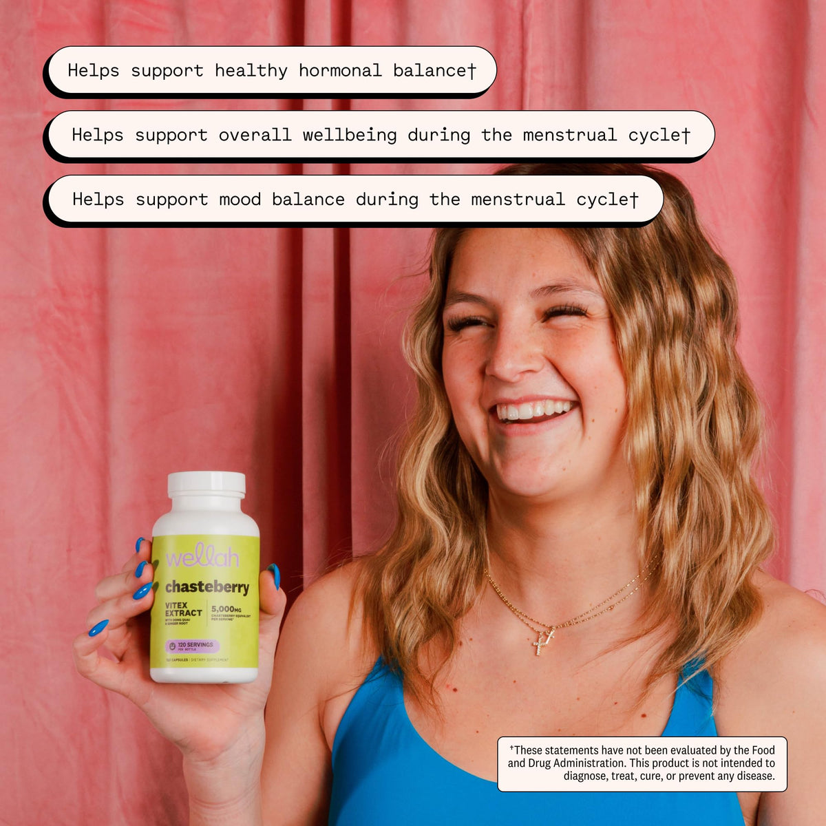 Wellah Chasteberry 120 capsules avec des herbes en arrière-plan