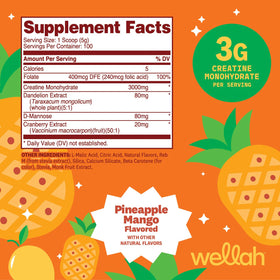 Wellah Créatine pour Femmes saveur Ananas Mangue vue arrière