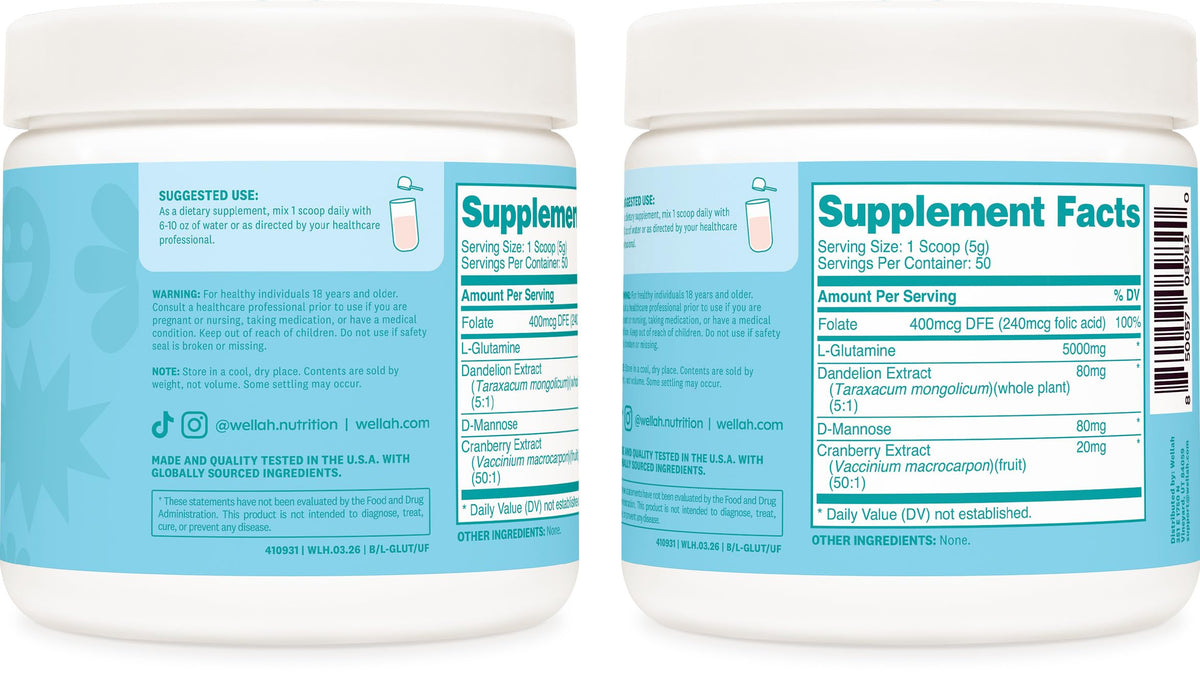 Wellah L-Glutamine Poudre contenant 50 portions